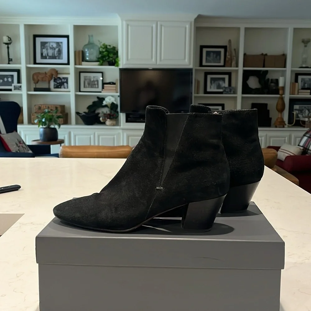 Aquatalia made in Italy black suede boots. Barely worn. 2.25 inch heels. - Picture 2 of 5